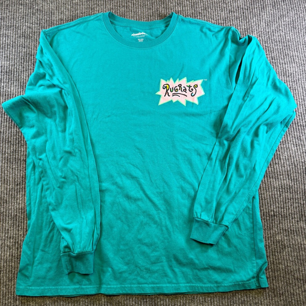 NICKELODEON RUGRATS LONG SLEEVE T-SHIRT 2XL TEAL COTTON POLYESTER REPTAR GRAPHIC